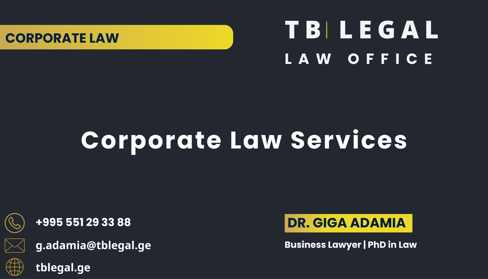 Corporate Law Services in Georgia – legal services by Dr. Giga Adamia and TB Legal for companies, shareholders, and corporate governance matters