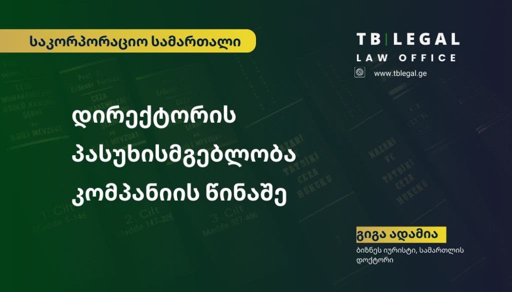 დირექტორის პასუხისმგებლობა კომპანიის წინაშე – მმართველობის მოვალეობები და ფიდუციური ვალდებულებები | გიგა ადამია, ბიზნეს იურისტი
