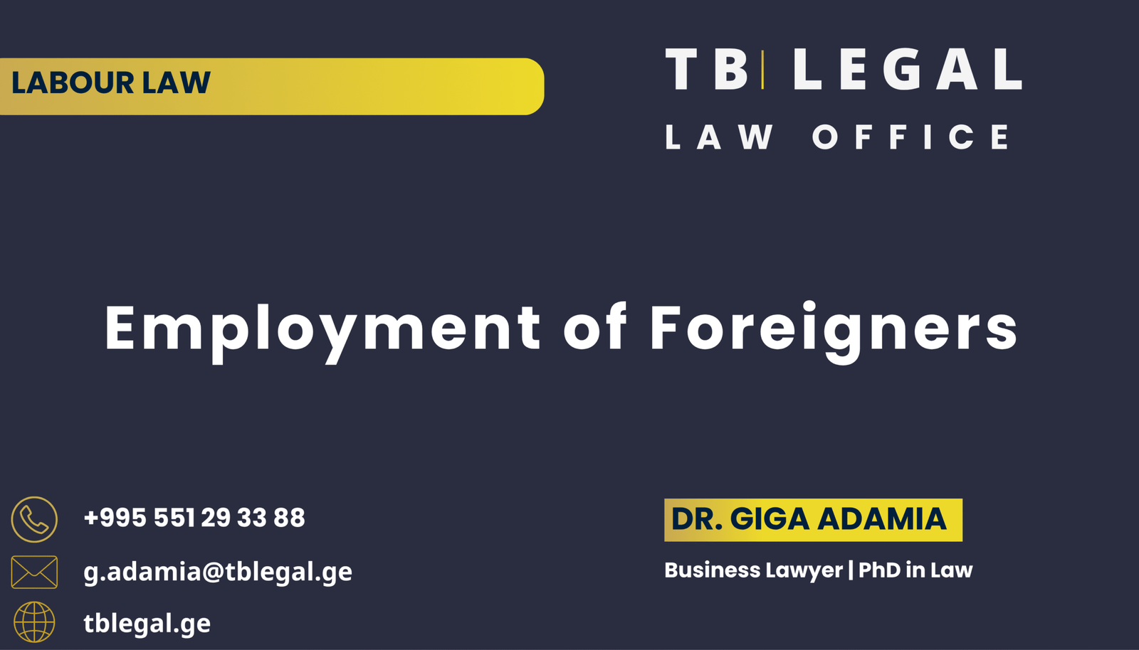 Employment of Foreigners in Georgia – legal services by Dr. Giga Adamia and TB Legal for employment and immigration law matters