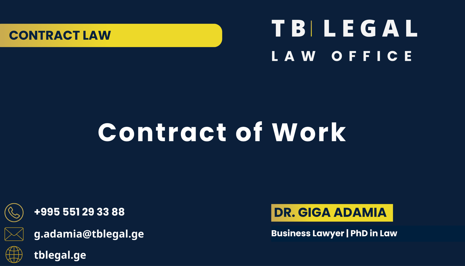 Contract of work in Georgia covering performance, remuneration, termination and dispute risks.