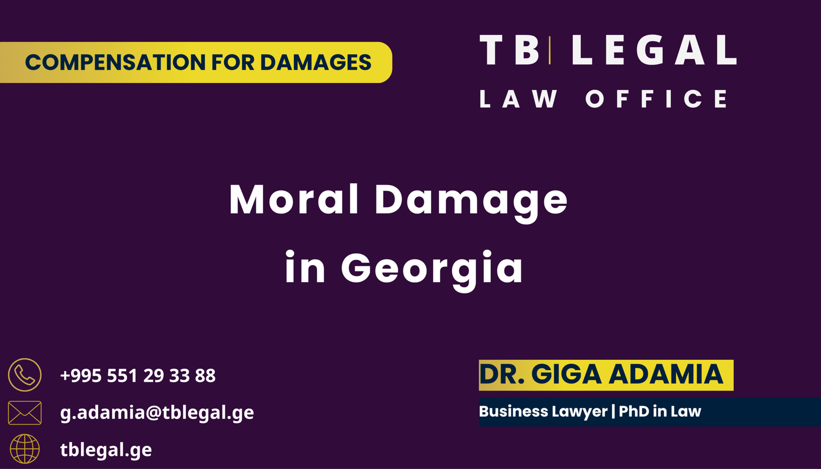 Moral damage in Georgia involving non-material damage, burden of proof and reasonable compensation.